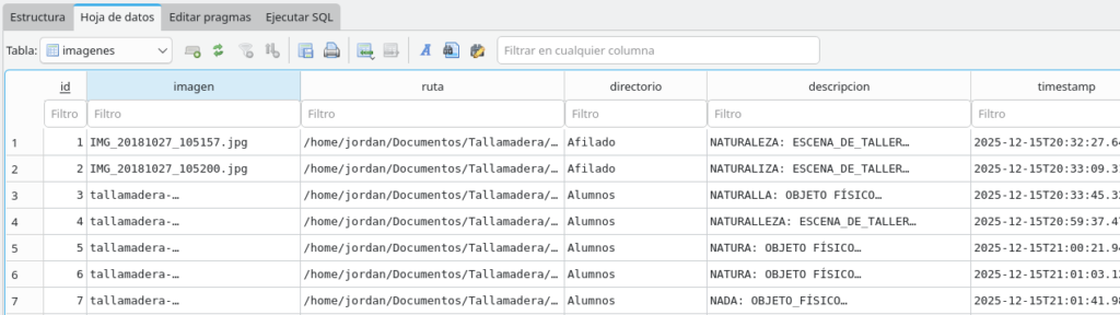 Base de datos sqlite